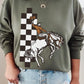 Cowboy Checkered Graphic Fleece Sweatshirts