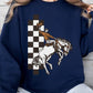 Cowboy Checkered Graphic Fleece Sweatshirts