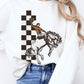 Cowboy Checkered Graphic Fleece Sweatshirts