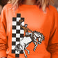 Cowboy Checkered Graphic Fleece Sweatshirts