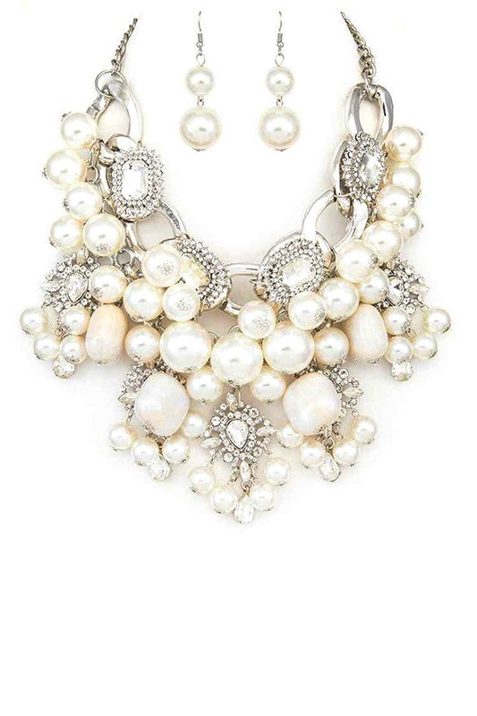 Mix Pearls Statement Oversize Necklace Set