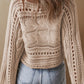 Smoke Gray Hollow-out Cable Knit Cropped Sweater