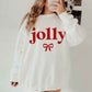 PLUS SIZE JOLLY CHRISTMAS BOW GRAPHIC SWEATSHIRT