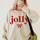 PLUS SIZE JOLLY CHRISTMAS BOW GRAPHIC SWEATSHIRT