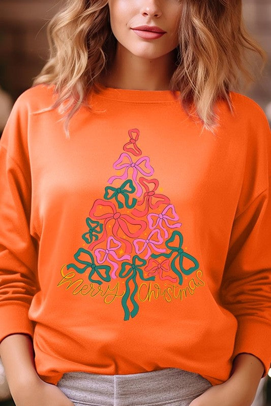 Coquette Bow Christmas Tree Fleece Sweatshirts