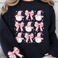 Coquette Bow Pink Snowman Graphic Sweatshirts