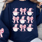 Coquette Bow Pink Snowman Graphic Sweatshirts