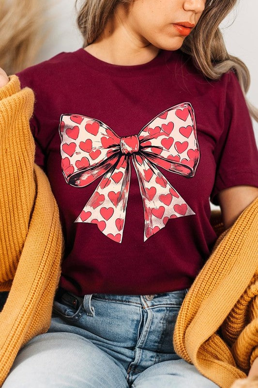 Heart Coquette Bow Valentine's Graphic Tee