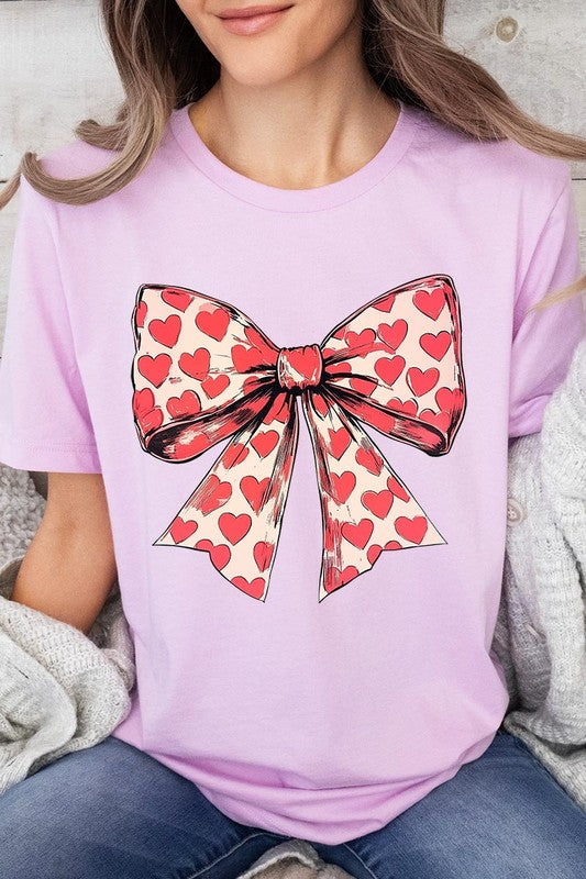 Heart Coquette Bow Valentine's Graphic Tee