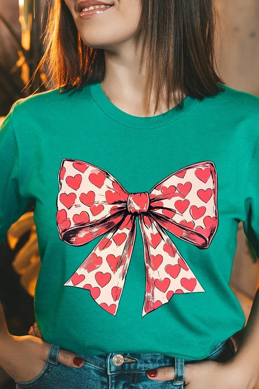 Heart Coquette Bow Valentine's Graphic Tee