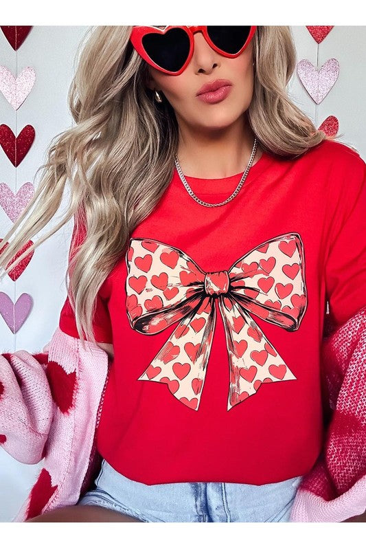 Heart Coquette Bow Valentine's Graphic Tee