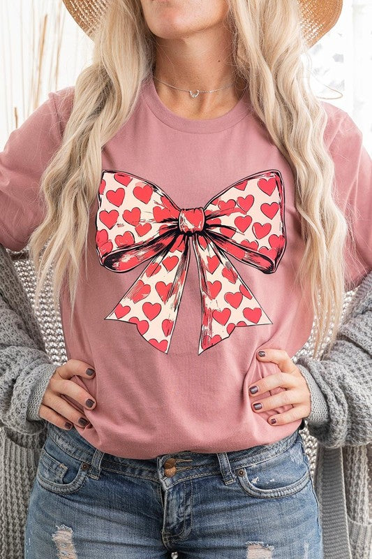 Heart Coquette Bow Valentine's Graphic Tee