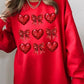 Faux Glitter Valentine Graphic Fleece Sweatshirt