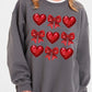 Faux Glitter Valentine Graphic Fleece Sweatshirt