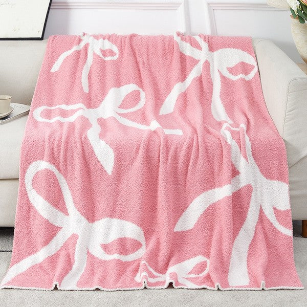 Soft Bow Ribbons Throw Blanket