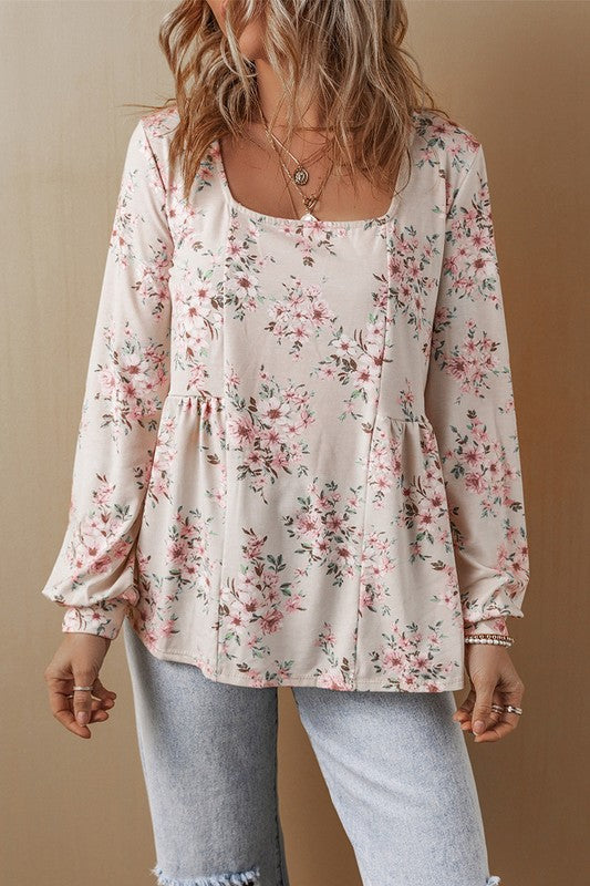 Women's Casual Floral Print Long Sleeve Blouses