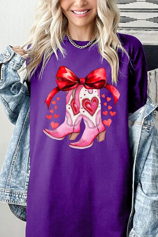 Valentine Cowgirl Boots Graphic Plus Heavy Cotton Tee