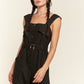 SLEEVELESS SQUARE NECK BUTTON DOWN ANKLE JUMPSUIT