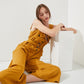 SLEEVELESS SQUARE NECK BUTTON DOWN ANKLE JUMPSUIT