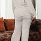 Parchment Plus Size Ribbed V Neck Pullover and Pants Set