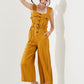 SLEEVELESS SQUARE NECK BUTTON DOWN ANKLE JUMPSUIT