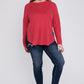 Plus Melange Baby Waffle Long Sleeve Top