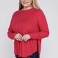 Plus Melange Baby Waffle Long Sleeve Top