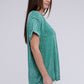 Ribbed Raglan Dolman Sleeve Boat-Neck Top