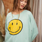 SMILEY FACE LONG SLEEVE CROP TOP