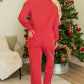 Fiery Red JOLLY Corded Long Sleeve Top and Pockets Pants Set