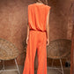 Velvet Sleeveless Round Neck Top and Pants Set