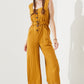 SLEEVELESS SQUARE NECK BUTTON DOWN ANKLE JUMPSUIT