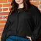 Black Plus Size Exposed Seam Crinkle Patchwork Top