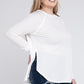 Plus Melange Baby Waffle Long Sleeve Top