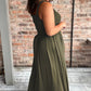 Jungle Green Shirred Bust Sleeveless Plus Size Maxi Dress