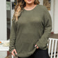 Moss Green Plus Size Textured Knit Long Sleeve Top