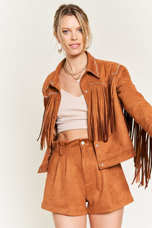 Suede studded fringe jacket JJO5009