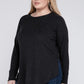 Plus Melange Baby Waffle Long Sleeve Top