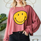 SMILEY FACE LONG SLEEVE CROP TOP