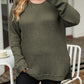 Moss Green Plus Size Textured Knit Long Sleeve Top