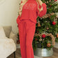 Fiery Red JOLLY Corded Long Sleeve Top and Pockets Pants Set