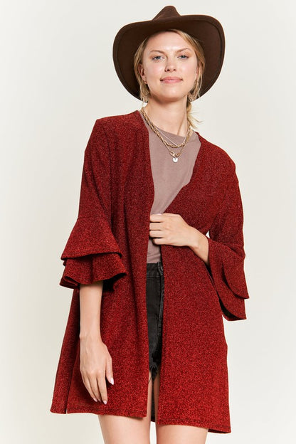 Glitter bell sleeve kimono style cardigan PLUS