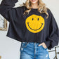 SMILEY FACE LONG SLEEVE CROP TOP