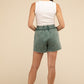 Acid Wash Fleece Drawstring Shorts with Pockets