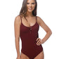 SOLID RIPPBED ONE PIECE SWIMSUIT WITH BUTTON