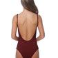 SOLID RIPPBED ONE PIECE SWIMSUIT WITH BUTTON