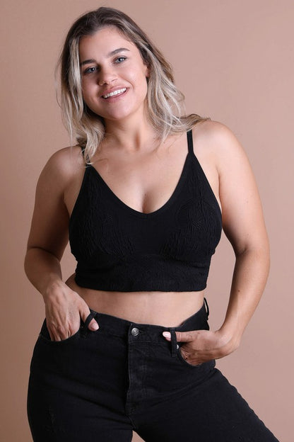 Seamless Padded Textured Brami Plus Size