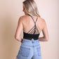 High Neck Crochet Lace Trim Bralette