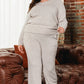 Parchment Plus Size Ribbed V Neck Pullover and Pants Set