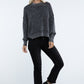 Washed Side Slit Oversized Cropped Sweater